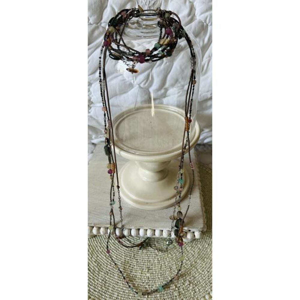 Necklace and Bracelet, S/S, Brass, Quartzite, Kyanite, Apatite & Seed Bead, - Picture 2 of 9